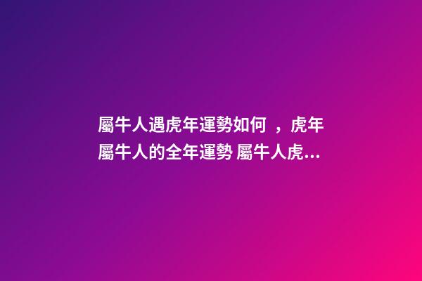 屬牛人遇虎年運勢如何，虎年屬牛人的全年運勢 屬牛人虎年財運-第1張-觀點-玄機派